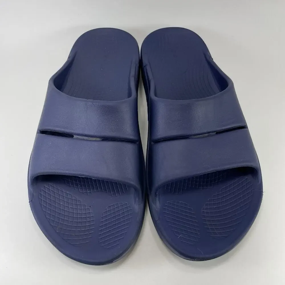 Oofos Ooahh Navy Blue Recovery Sandals Slides Mens Size 9 Comfort Slide Open Toe